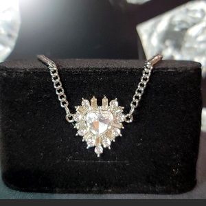 Beautiful 9.5" NEW Thalia Sodi Crystal Rhinestone heart Silver tone Anklet